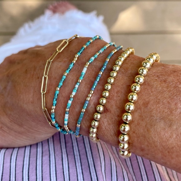 Mediterranean Sea Stack- handmade miyuki delicas + 14k gold filled bracelet set - Picture 8 of 8